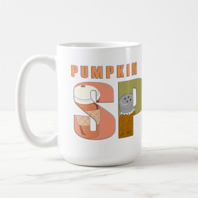 Pumpkin Spice Fall Season Logotyp Wordy Kaffemugg (Vänster)