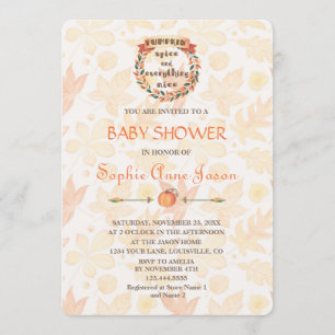 Pumpkin Spice Fall Thanksgiving Baby Shower Inbjudningar