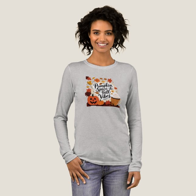 Pumpkin Spice & Fall Vibes T Shirt (Hel framsida)