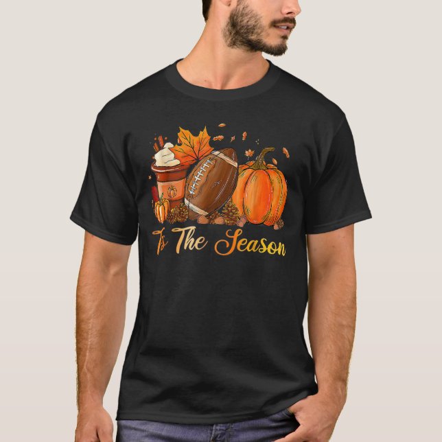 Pumpkin Spice Football Fall T-Shirt (Framsida)