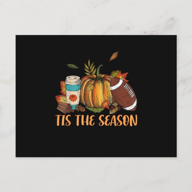 Pumpkin Spice Football Tis Season Fall Thanksg Meddelande Vykort (Framsida)