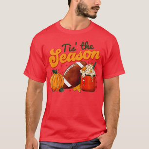 Pumpkin Spice Football Tis Season Fall Thanksg T Shirt