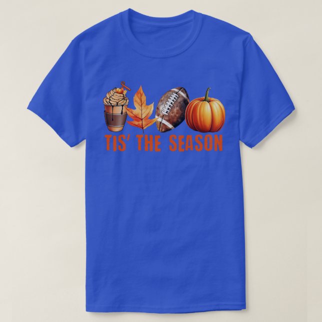 Pumpkin Spice Football Tis Season Fall Thanksg T Shirt (Design framsida)