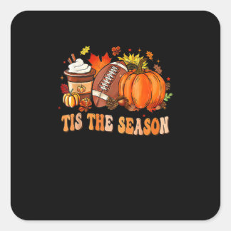 Pumpkin Spice Football Tis Season Fyrkantigt Klistermärke