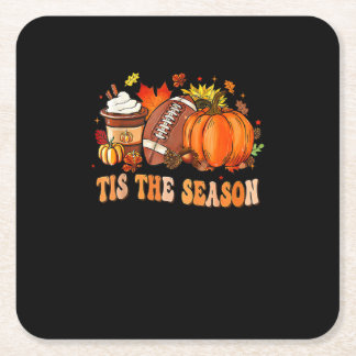 Pumpkin Spice Football Tis Season Underlägg Papper Kvadrat
