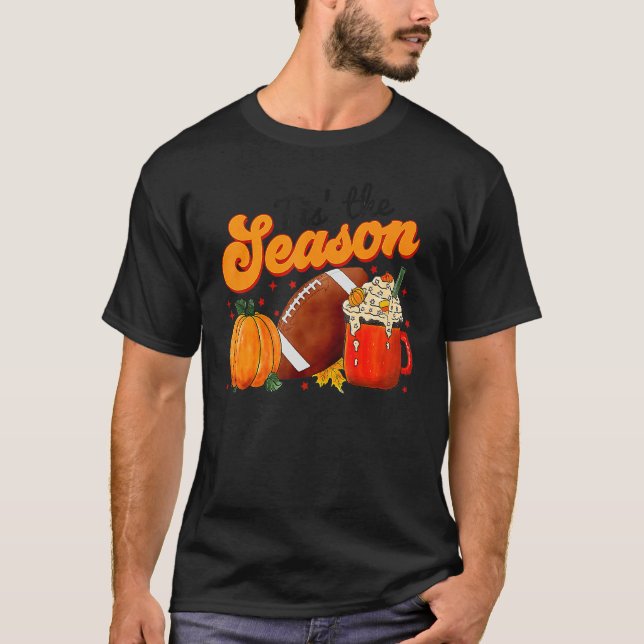 Pumpkin Spice Football Tis The Season Fall Thanksg T Shirt (Framsida)
