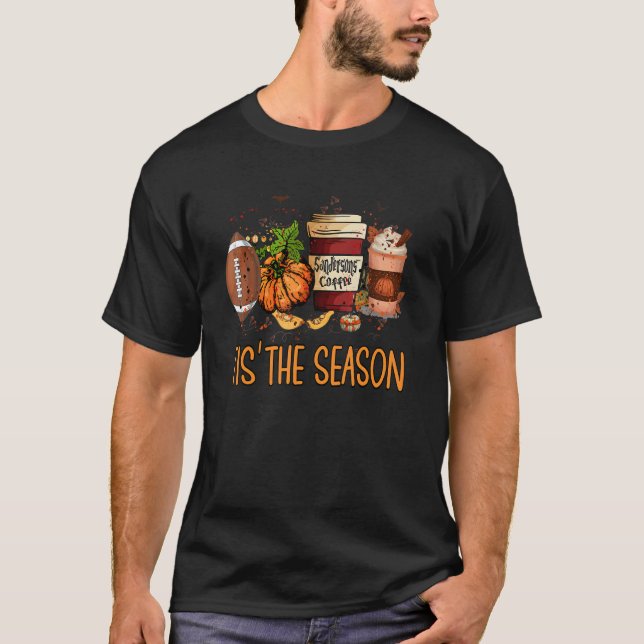 Pumpkin Spice Football Tis The Season Fall Thanksg T Shirt (Framsida)