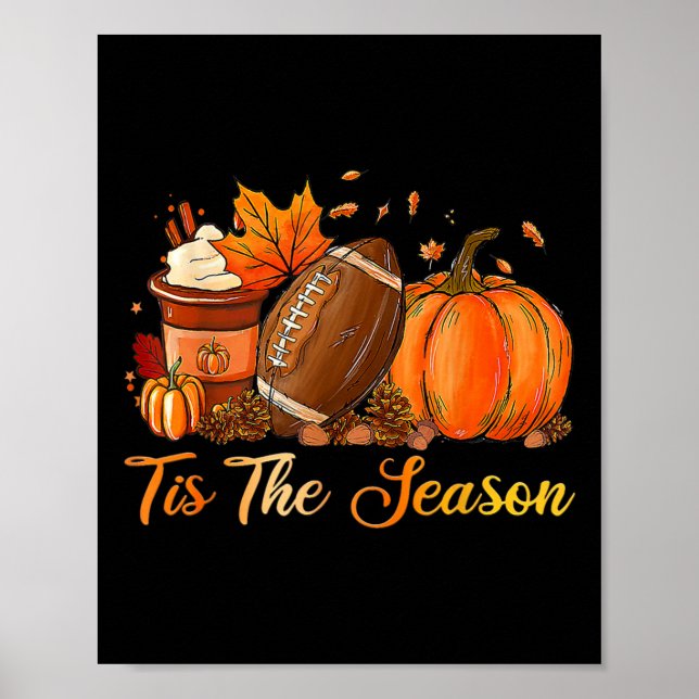Pumpkin Spice Footbyll Tis Season Fall Thanksg Poster (Framsidan)