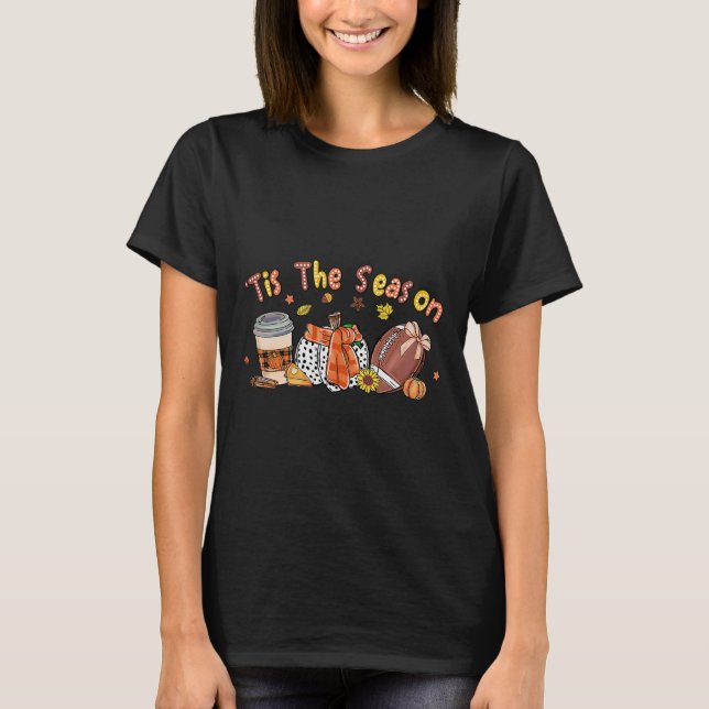 Pumpkin Spice Footbyll Tis Season Fall Thanksg T Shirt (Framsida)