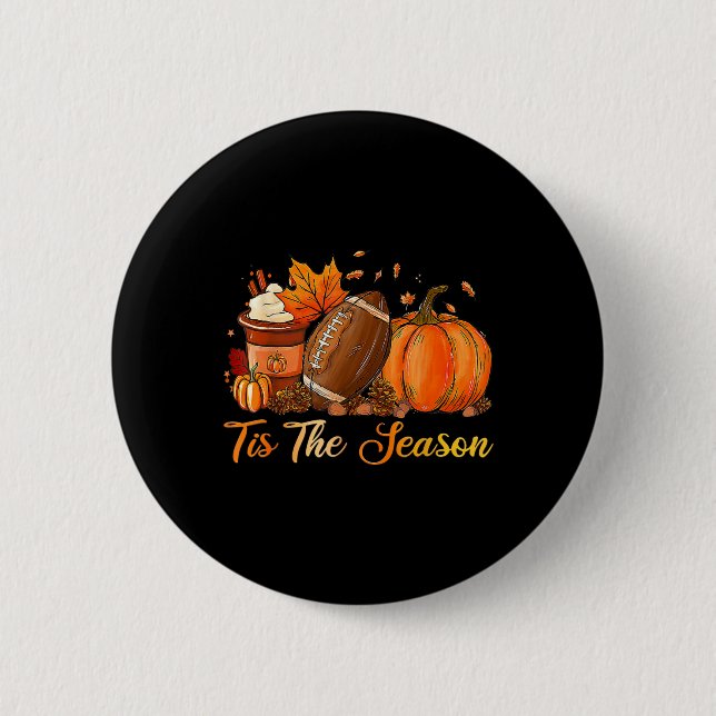 Pumpkin Spice Footll Tis Season Fall Thanksgiv Knapp (Framsida)