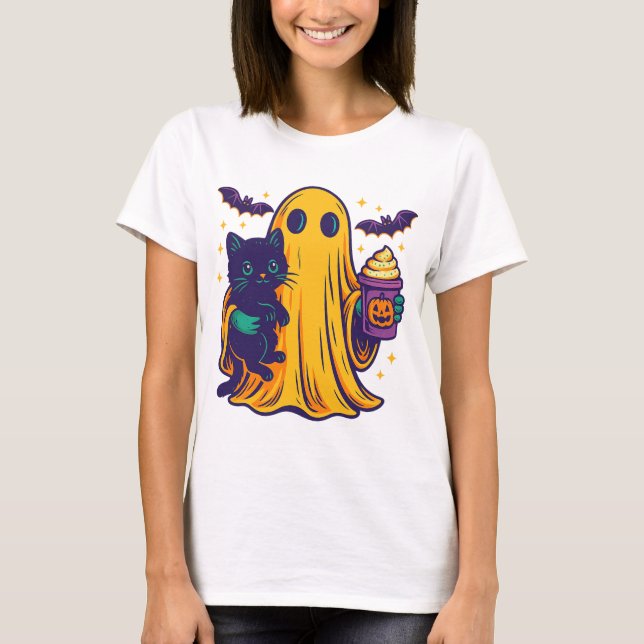 Pumpkin Spice Ghost PNG｜fall catful｜fall cat png｜g T Shirt (Framsida)