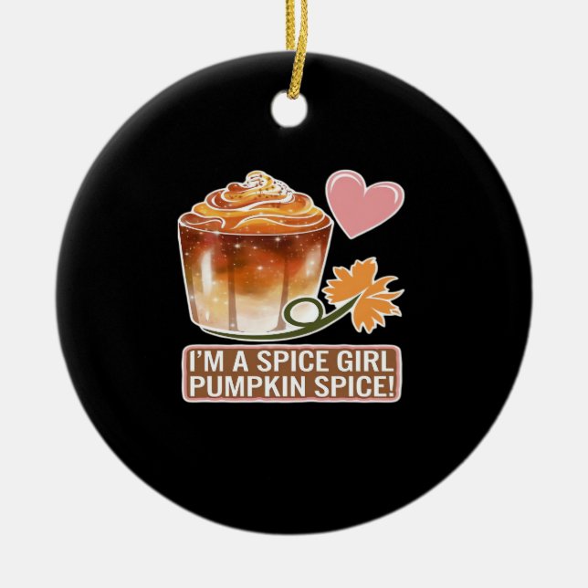 Pumpkin Spice Girl Fall Latte Sticker Julgransprydnad Keramik (Framsidan)