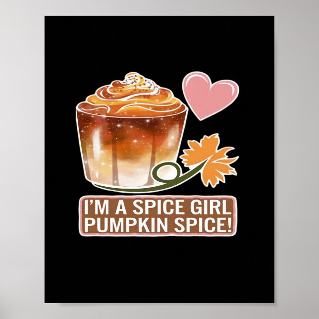 Pumpkin Spice Girl Fall Latte Sticker Poster (Framsidan)