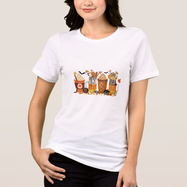 Pumpkin Spice Halloween Drinks T Shirt (Framsida)