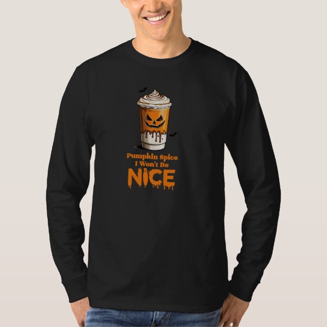 Pumpkin Spice Halloween Latte Kopp Design T Shirt (Framsida)
