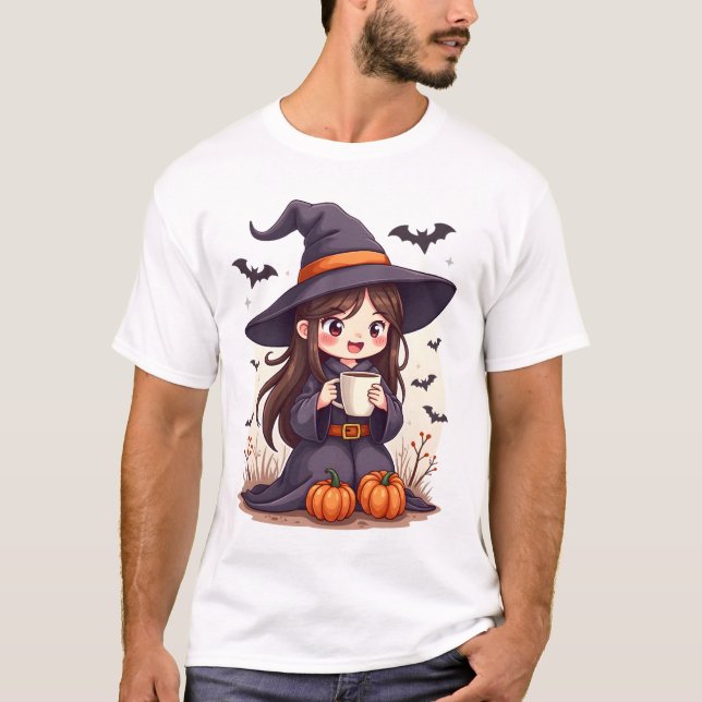 Pumpkin Spice Häxa � Söt Halloween Kaffe Tröja (Framsida)