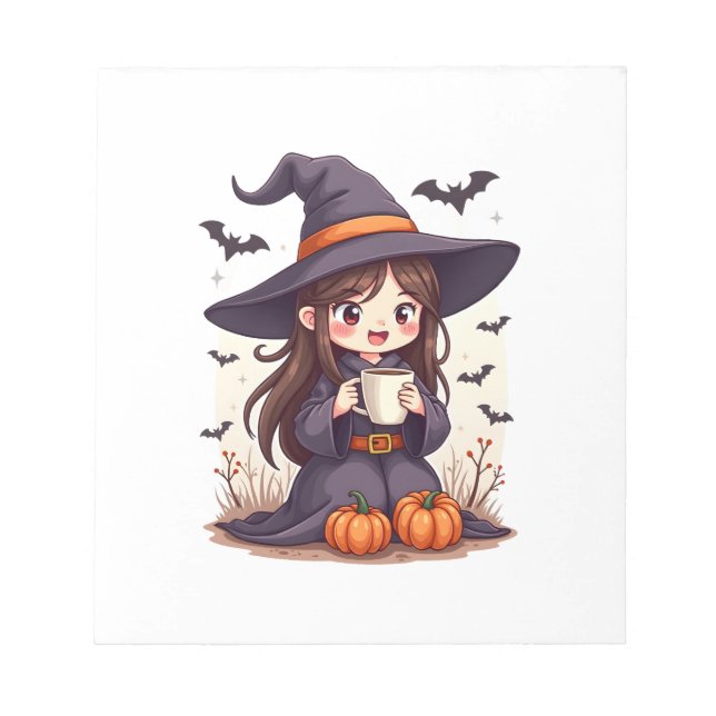 Pumpkin Spice Häxa � Söt Halloween Kaffe Tröja Anteckningsblock (Framsida)