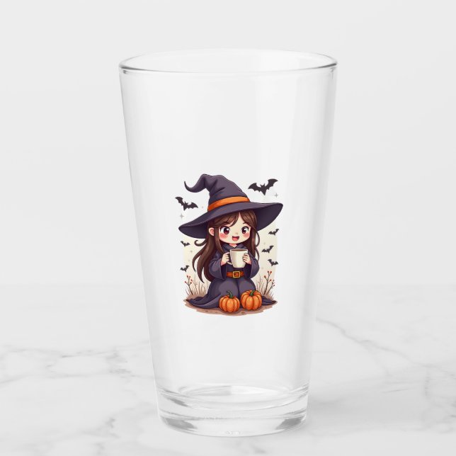 Pumpkin Spice Häxa � Söt Halloween Kaffe Tröja Glaskopp (Framsida)