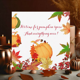 Pumpkin Spice Höst färger Red Berry Maple Löv Kort
