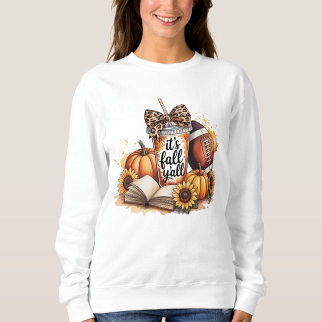 Pumpkin Spice It's Fall Y'all Funny Design T Shirt (Framsida)