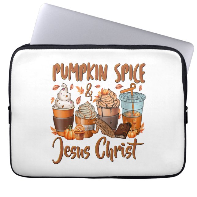 Pumpkin Spice Jesus Kristus Laptop Fodral (Framsidan)