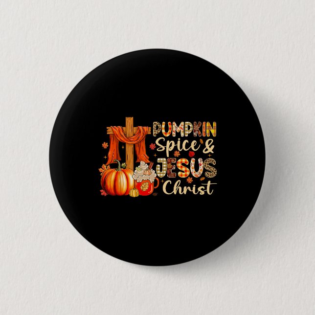 Pumpkin Spice Jesus Kristus Thanksgiving Höstfel Knapp (Framsida)