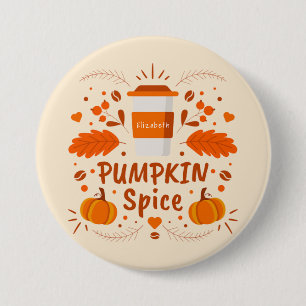 Pumpkin Spice-kaffe, höst löv Knapp