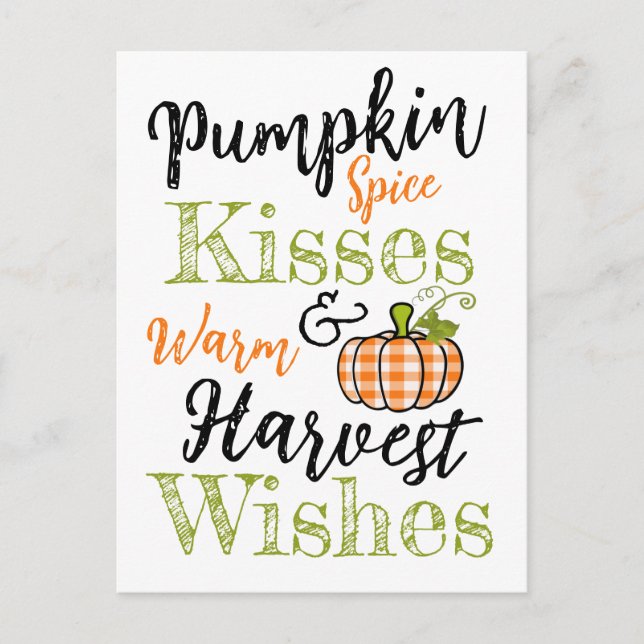 Pumpkin Spice Kisses Vykort (Framsida)