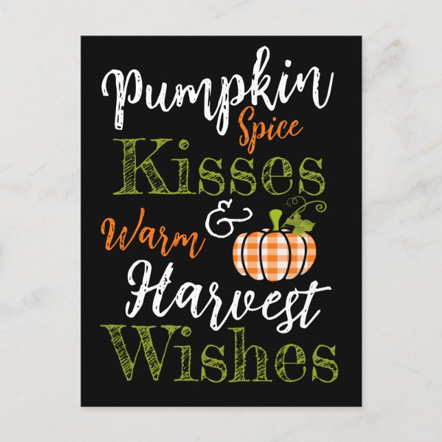 Pumpkin Spice Kisses Vykort (Framsida)