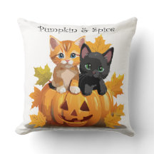 Pumpkin & Spice Kittens Dekorativ kudde