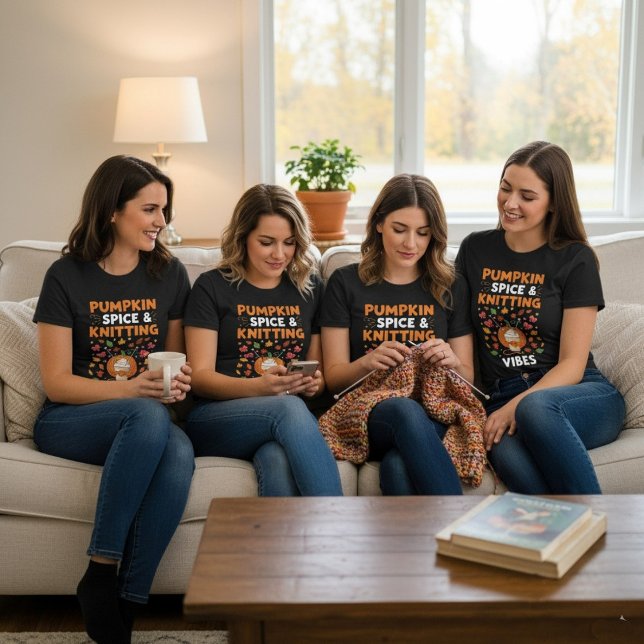 Pumpkin Spice & Knitting Vibes höst T Shirt (Skapare uppladdad)