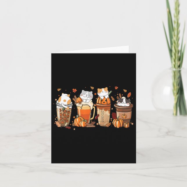Pumpkin Spice Latte Costume for Cats Älskare Cute  Kort (Framsida)