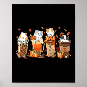 Pumpkin Spice Latte Costume for Cats Älskare Cute Poster