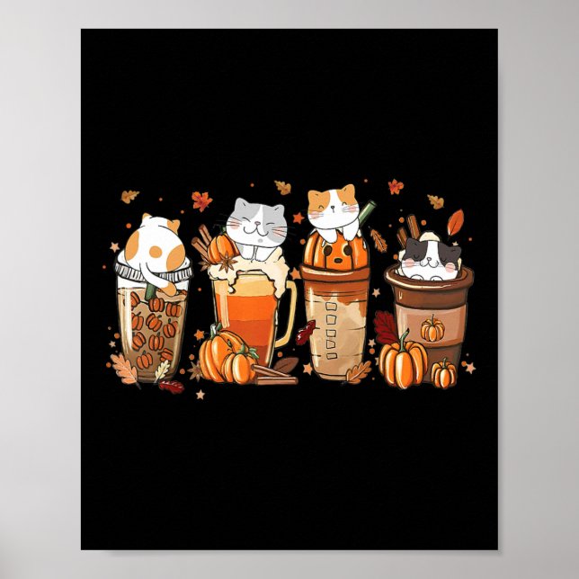Pumpkin Spice Latte Costume for Cats Älskare Cute  Poster (Framsidan)