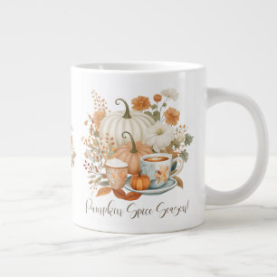 Pumpkin Spice Latte Fall Löv Blommigt Jumbo Mugg
