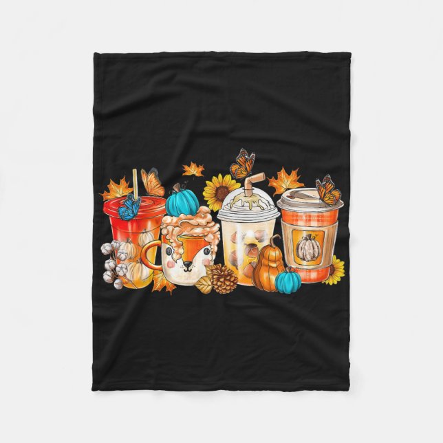 Pumpkin Spice Latte Fall Mysigt Coffee Retro Höger Fleecefilt (Framsidan)