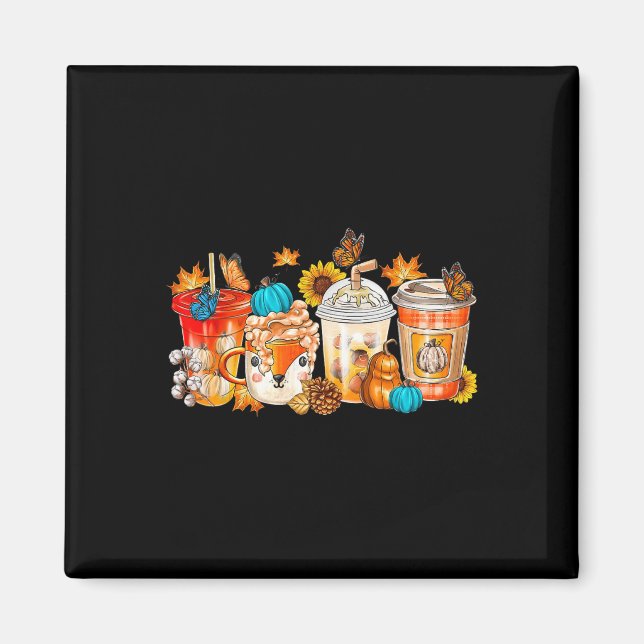 Pumpkin Spice Latte Fall Mysigt Coffee Retro Höger Magnet (Framsidan)