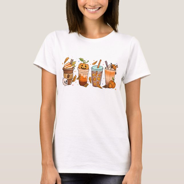 Pumpkin Spice Latte Fall T Shirt (Framsida)