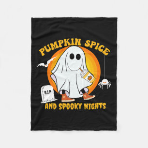 Pumpkin Spice Latte Fall Vibe Halloween Spooky Gho Fleecefilt