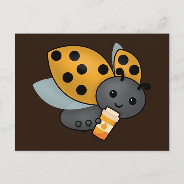 Pumpkin Spice Latte Ladybug T-Shirt Vykort (Framsida)