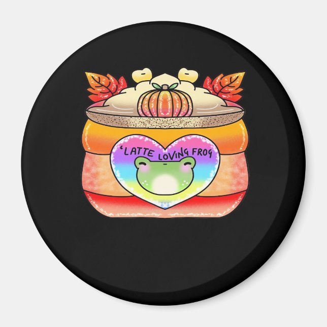 Pumpkin Spice Latte Loving Frog Magnet (Framsidan)