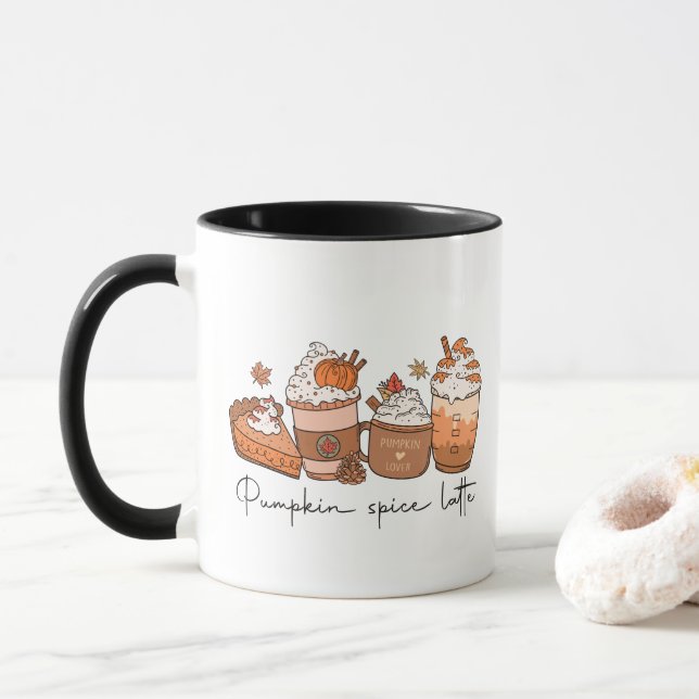 Pumpkin Spice Latte Mugg, Fall Vibes Mugg, Retro Mugg (Med munk)