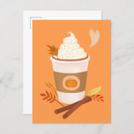 Pumpkin Spice Latte Orange Postcard Vykort