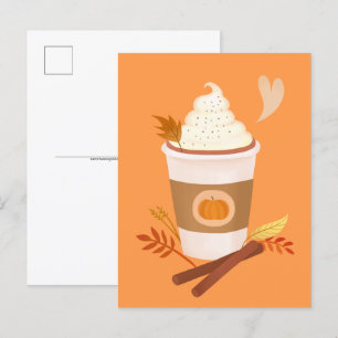 Pumpkin Spice Latte Orange Postcard Vykort