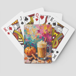 Pumpkin Spice Latte på en färglös bakgrund Casinokort