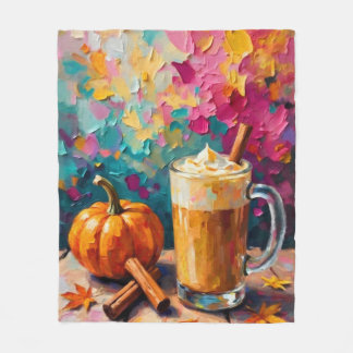 Pumpkin Spice Latte på en färglös bakgrund Fleecefilt