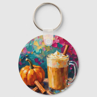 Pumpkin Spice Latte på en färglös bakgrund Nyckelring