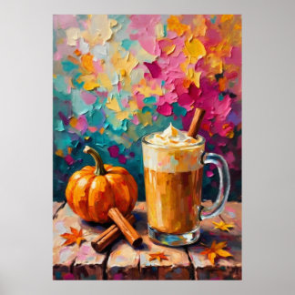 Pumpkin Spice Latte på en färglös bakgrund Poster