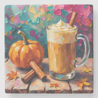Pumpkin Spice Latte på en färglös bakgrund Stenunderlägg