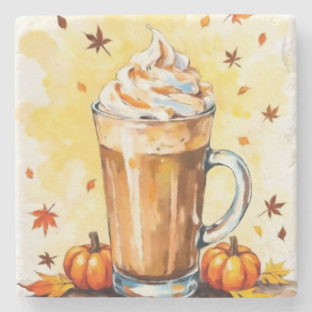 Pumpkin Spice Latte på hösten Stenunderlägg (Framsidan)